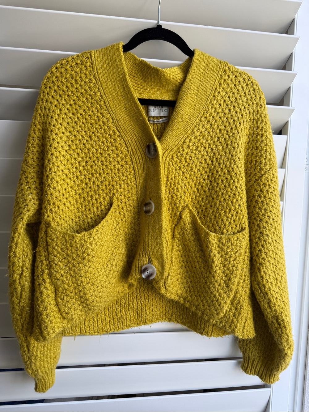 Urban Outfitters Textured Pocket Cardigan Sweater — Mustard Yellow